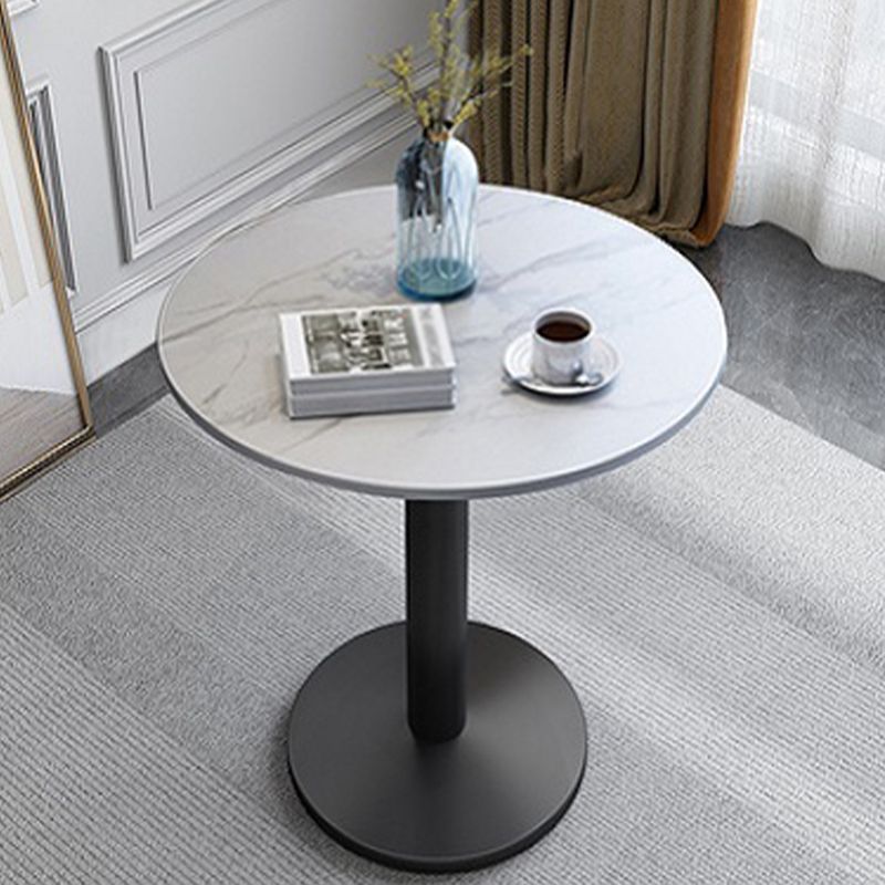 Round Sintered Stone Top Table Contemporary Metal Base Dining Table