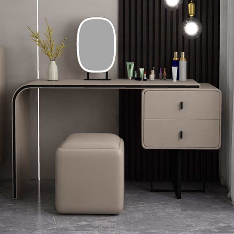 Glam Makeup Dressing Table Leather Make-up Vanity with Double Drawer