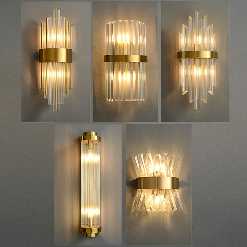 5 Styles for Optional Crystal Wall Sconce in Gold Postmodern Indoor Sconce Light