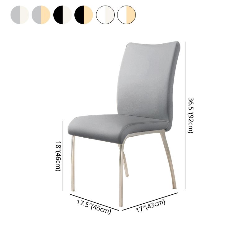 Silla sin brazos de comedor de cuero PU Glam, sillas de comedor de metal para uso doméstico