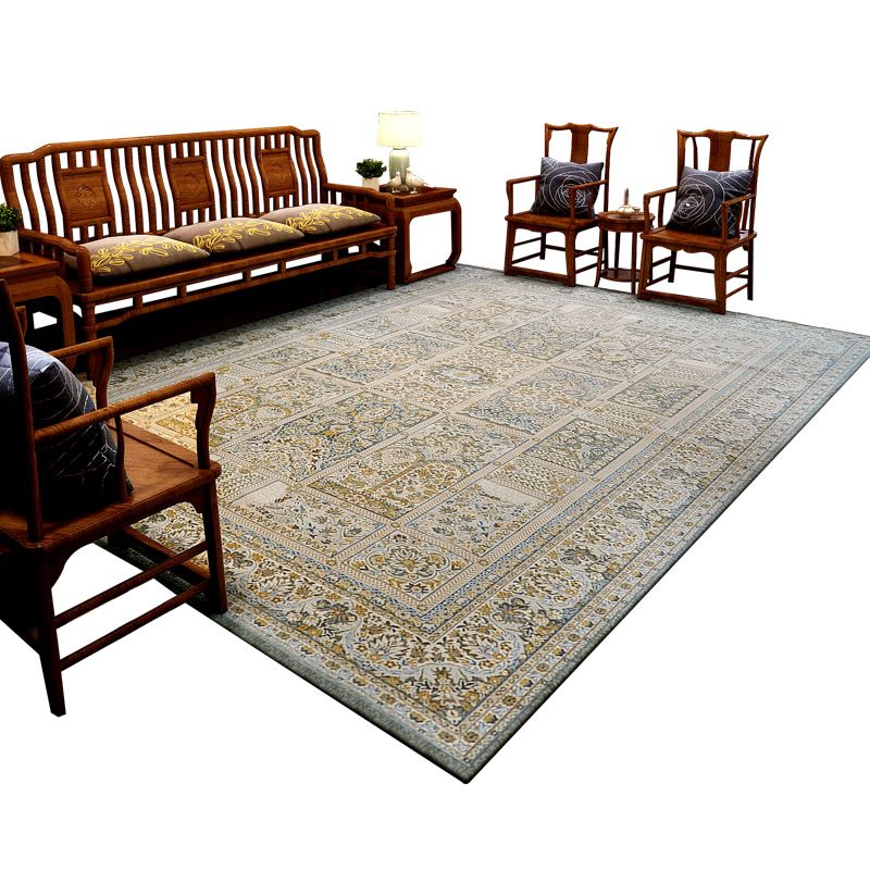 Dark Red Vintage Rug Polyester Graphic Area Rug Non-Slip Backing Rug for Living
