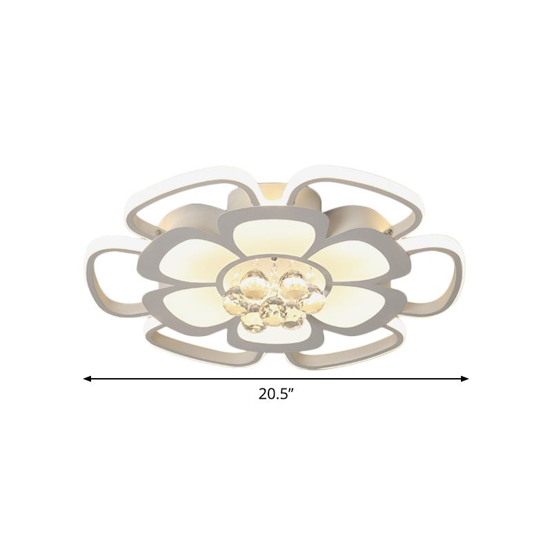 Acrylic Petal Flush Mount Light Fixture Simple 20.5"/27" W LED White Ceiling Lamp in Warm/White Light with Round Design
