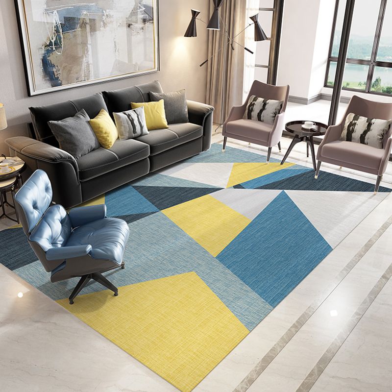 Multicolor 3D Effect Geometric Rug Synthetics Contemporary Carpet Washable Pet Friendly Rug for Home