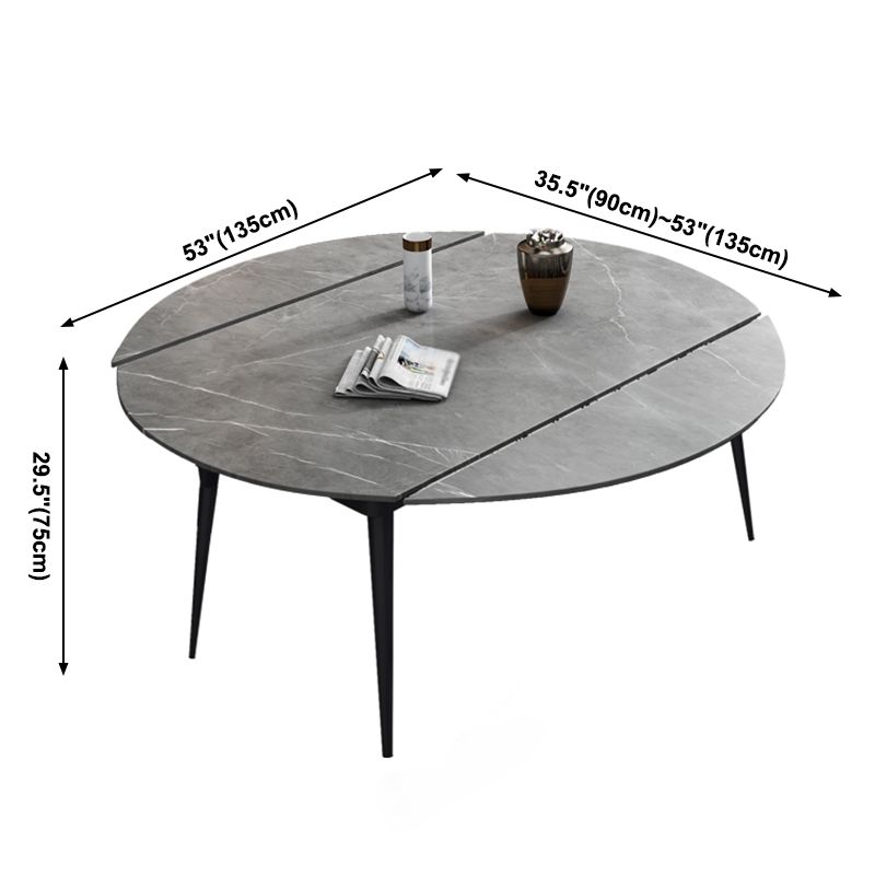Modern Style Gray Dining Table Sintered Stone Table with 4 Legs for Kitchen