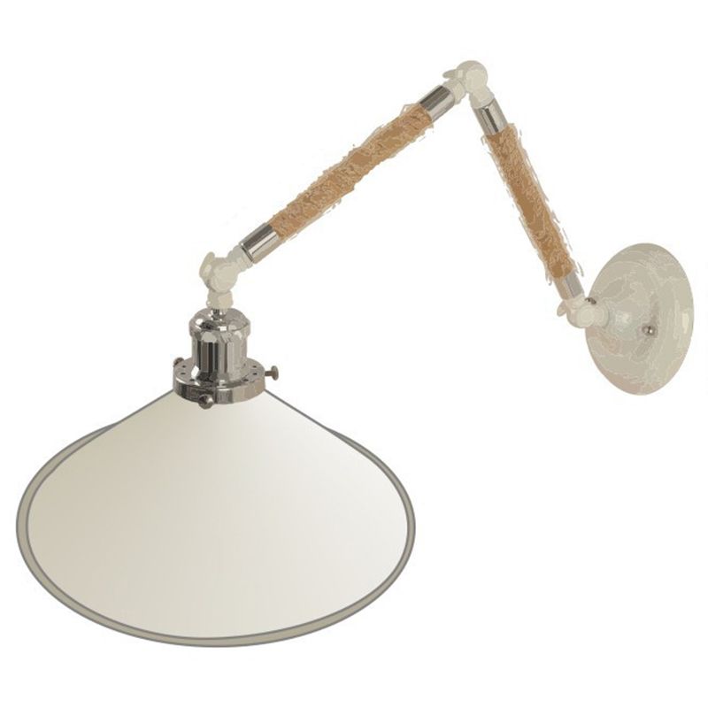 Blanc Conical Task Mur Murce Metal Nordic 1 Bulbe Metal Wall Lightture avec un bras cordé émouvant