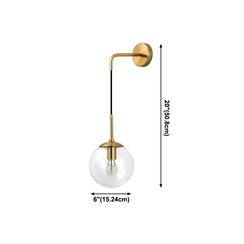 Modern Artistic Hanging Wall Lamp Copper Globe Wall Light with Glass Shade