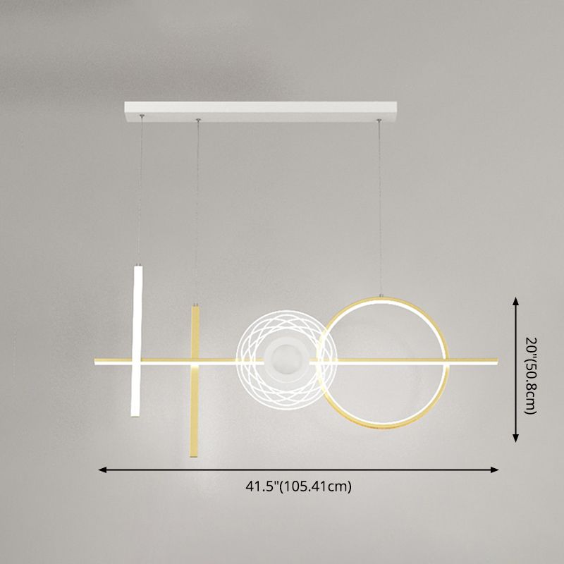 Geometric Island Lighting Fixtures Modern Chandelier Metal Island Lamps 4 Light in Gold