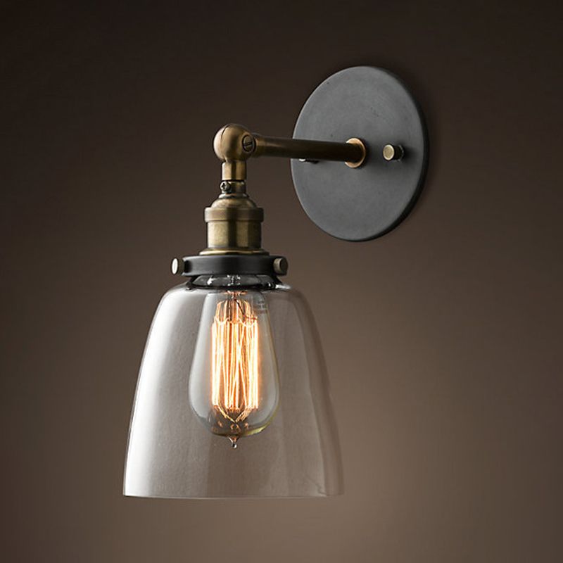 Geometrische Schatten Wandleuchte Industrial Style 1 Lichtglas Wandbeleuchtung in Schwarz