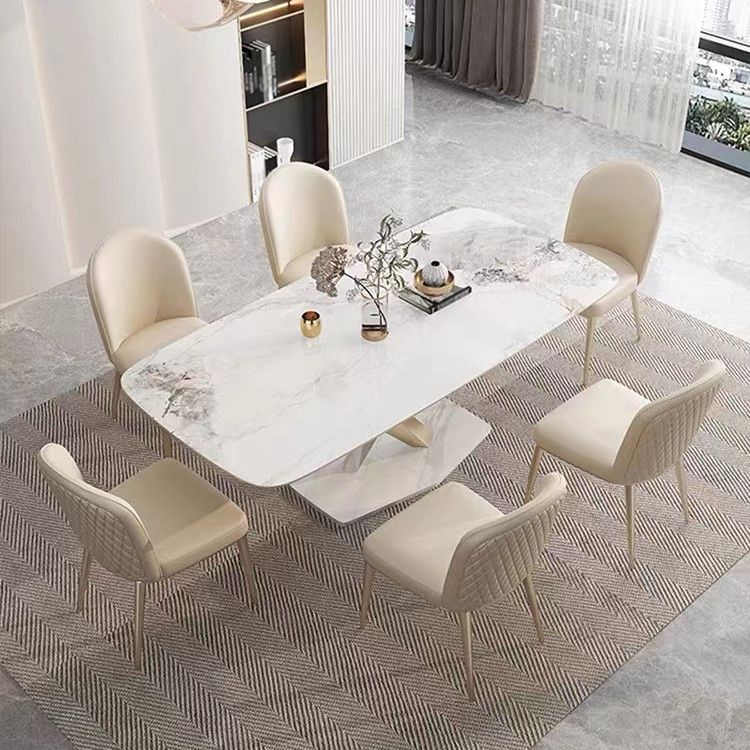 Luxury Sintered Stone Top Dining Set Rectangle 1/4/5/7 Pieces Dining Table with Chairs