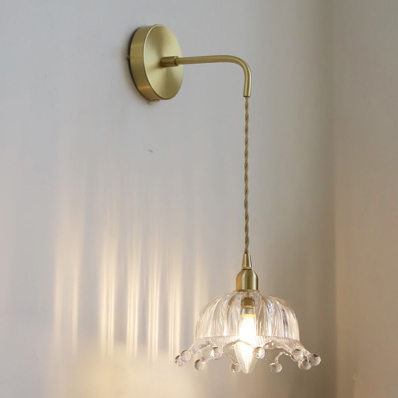 Industrial Style Geometric Wall Lamp Light Glass 1 Light Wall Mounted Lighting in Gold