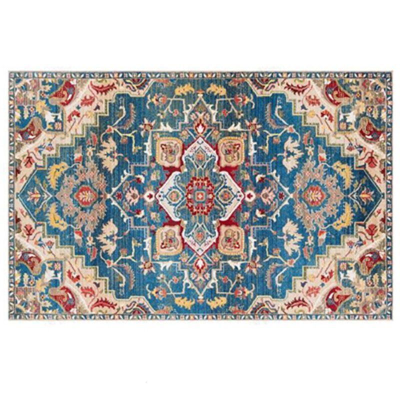 Multicolor Symmetrical Print Rug Polyester Carpet Retro Anti-Slip Backing Indoor Rug for Living Room