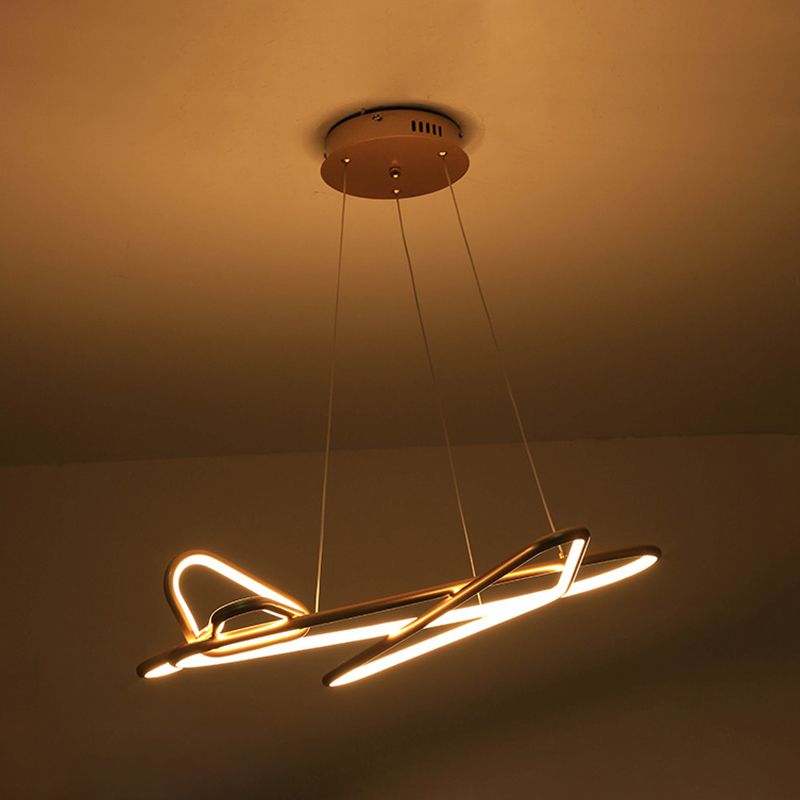 Modern Creative LED Pendant Light Lacquered Aluminium Linear Chandelier with Silicone Shade