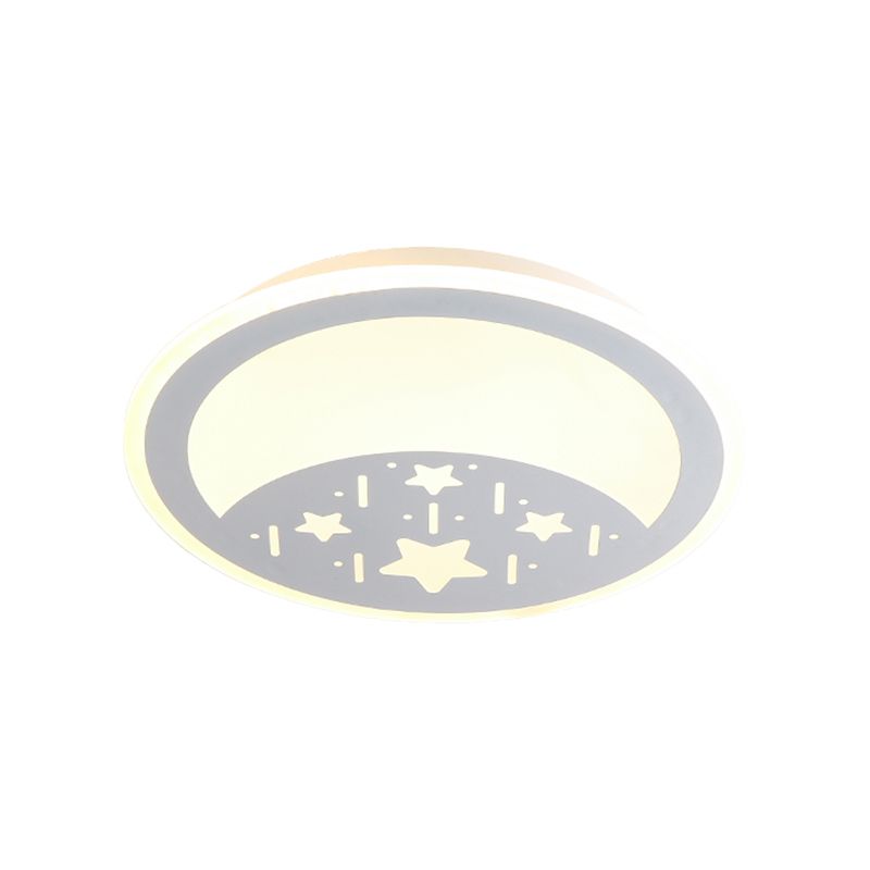Kids Moon/Star/Loving Heart Flushmount Lighting Metallic LED Bedroom Flush Mount Lamp in White