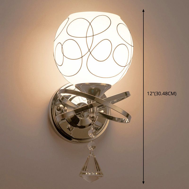 Éclairage de murs sphérique postmoderne éclairage de murs en verre blanc pour chambre