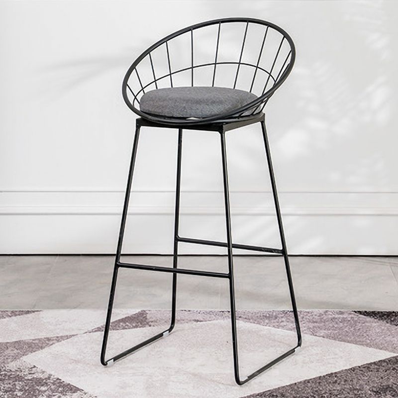Scandinavian Upholstered Counter Chairs Bucket Barstools with Metal Legs for Home
