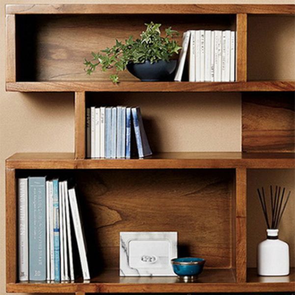 Wooden Closed Back Bookcase Standard Scandinavian Bookshelf with Shelves