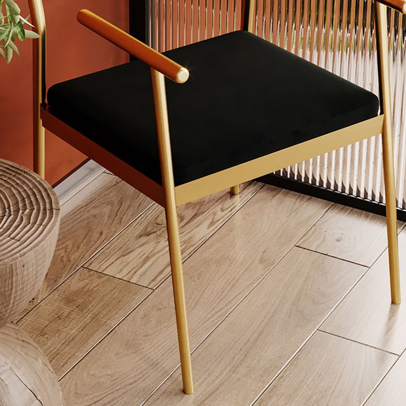 Contemporary Metal Frame Dining Armchair Upholstered Velvet Arm Chair for Home