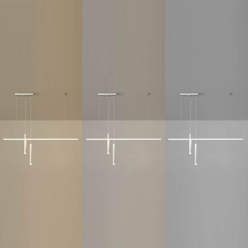 Lineair eilandlichtarmatuur moderne 3-licht LED-hangende lampen met witte acrylschaduw
