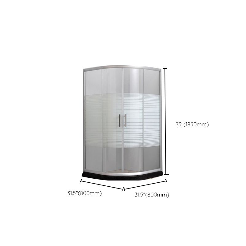 Contemporary Shower Stall Striped Round Semi-Frameless Shower Stall
