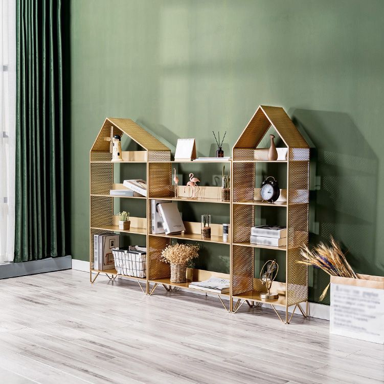 Libreria geometrica in metallo scandinavo libreria di ferro aperto verticale