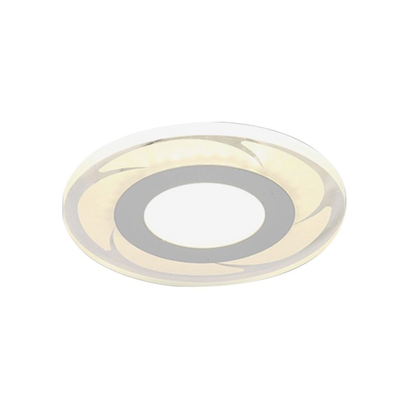 Ultrathin Hallway LED Ceiling Lamp Simplicity White Small Flush Mount Light with Floral/Square/Triangle Acrylic Shade
