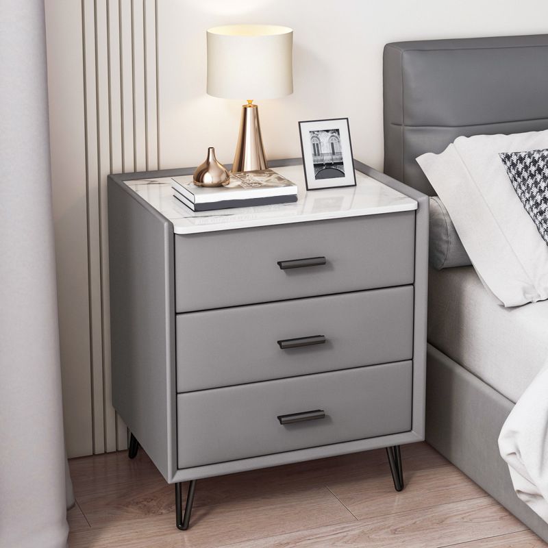 Modern Drawer Storage Accent Table Nightstand Antique Finish Bed Nightstand