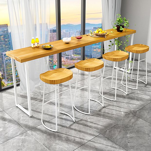 Luxury Rectangle Solid Wood Bar Table Set 1/5/9 Pieces Counter Table with High Stools