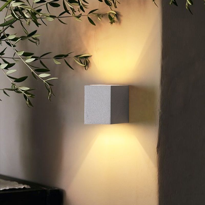 Lampada a monte a parete quadrata in pietra Lampada di applique in stile nordico per camera da letto