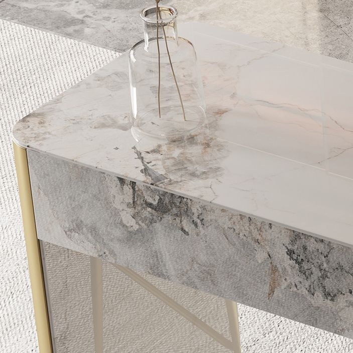 Glam Style Stone Bar Dining Table Rectangle Bar Table for Living Room