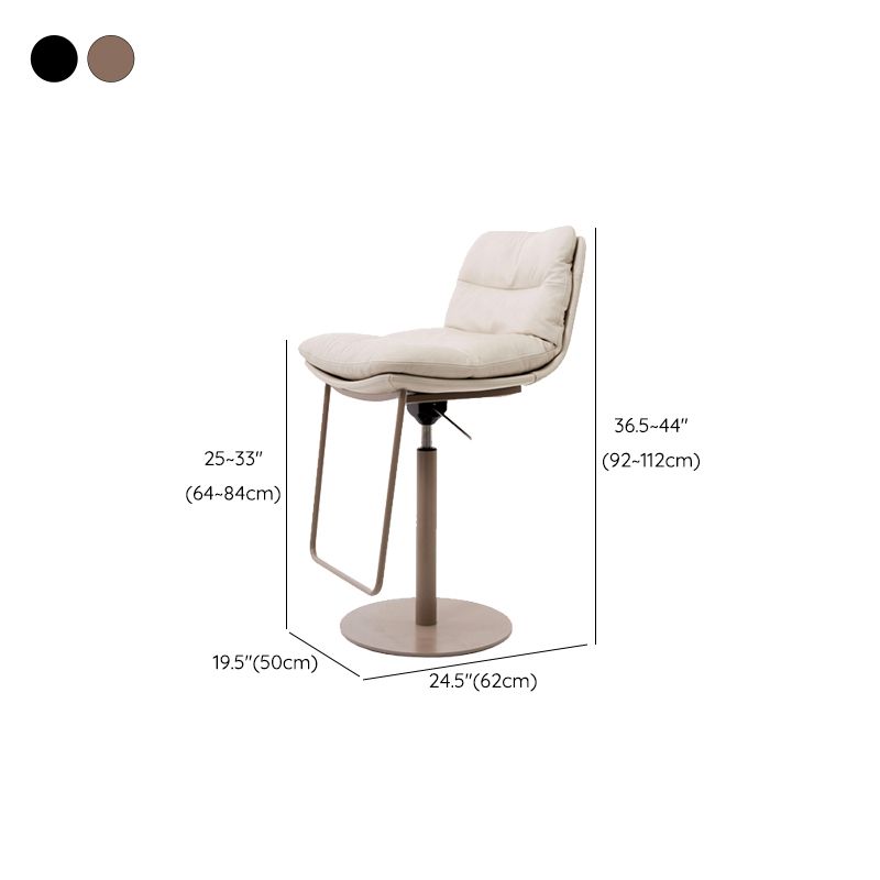 White Adjustable Height Bar Stools Industrial Faux Leather Stools