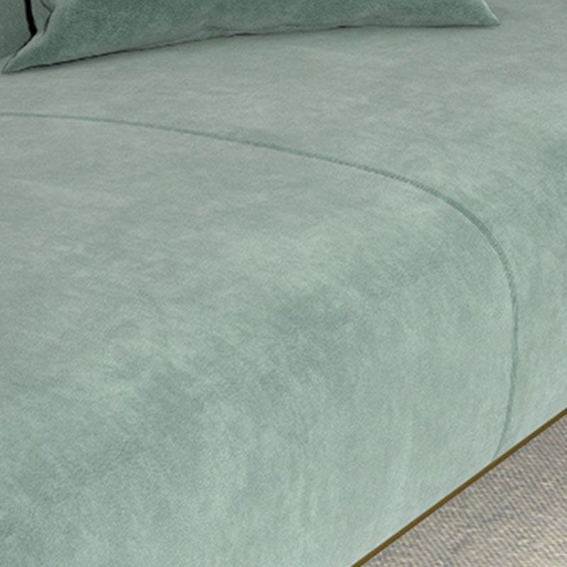 Fabric Sofa with Pillow Sewn Back and Tuxedo Arm for Living Room