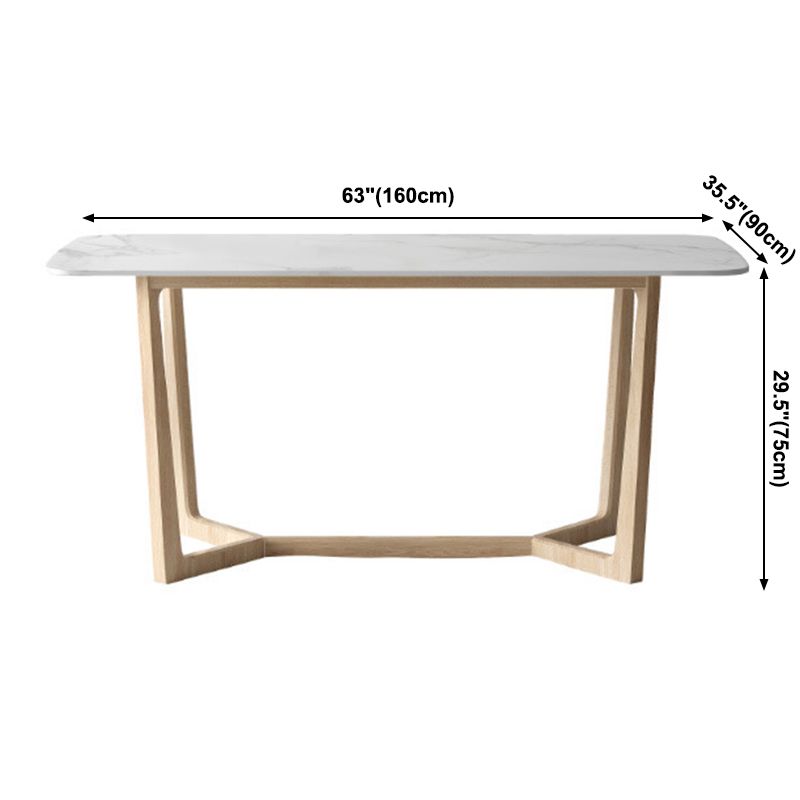 Simplicity Rectangle Dining Room Table Sintered Stone Table with Trestle Base