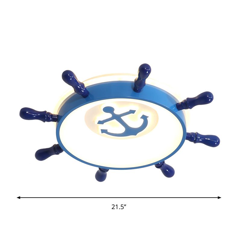 Acrylic Anchor Flush Mount Lighting Nautical LED Blue Ceiling Flush with Rudder Design