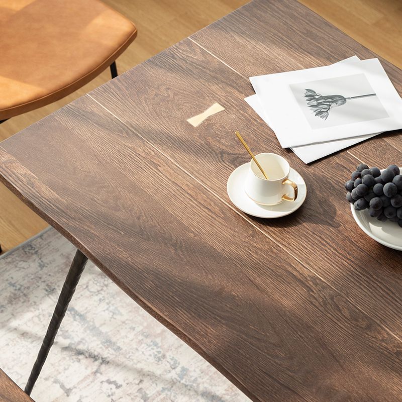 Mesa de comedor de madera maciza de roble Mesa de comedor rectangular industrial con 4 patas