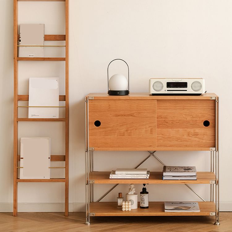 Industrial Accent Cabinet with 2 Shelves and 1 Door in Solid Wood