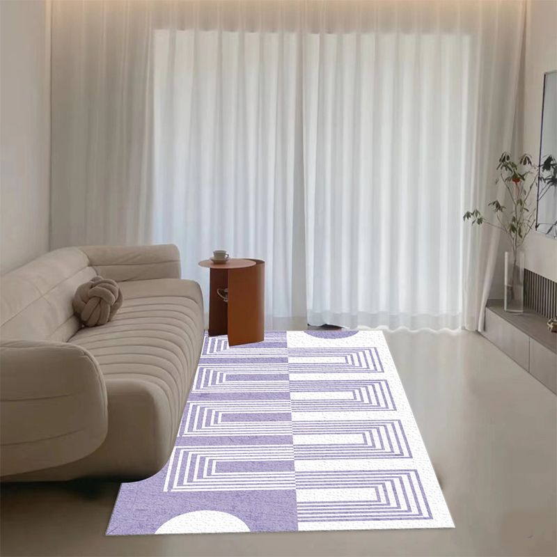 Paarse moderne tapijtstreeppatroon polyester gebied tapijt niet-slip achterste tapijt voor woonkamer