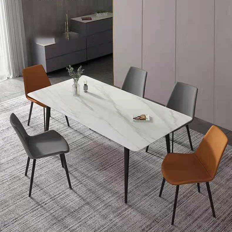 Industrial Style Home Sintered Stone Dining Table Rectangle Table with Metallic Base
