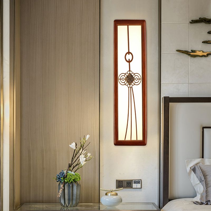 Modern Style Rectangular Shape Wall Sconce Wood 1 Light Sconces for Living Room