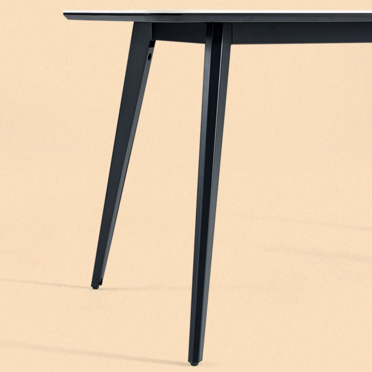 Polished Finish Dinette Table with Metal Legs Stone Top Indoor Dining Table