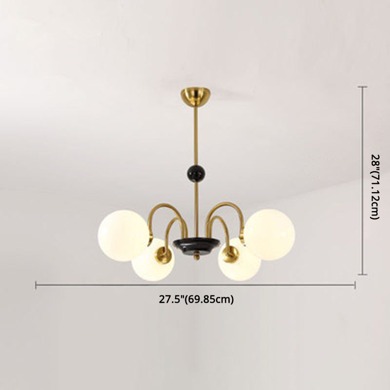 Globe Chandelier Lighting Fixtures Modern White Glass Suspension Light for Bedroom