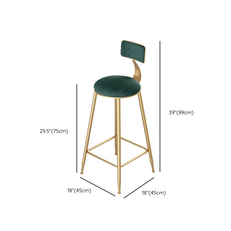 Green Cushion Bar Stools Armless Barstool with Gold Metal Legs