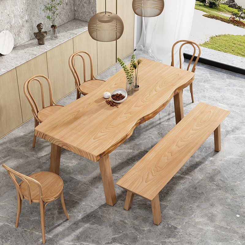Modern 1/2/5/6/7 Pieces Dining Set Solid Wood Legs Dining Furniture Items in Natural