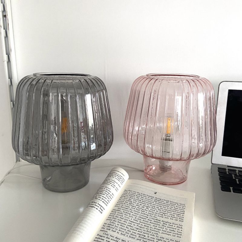Glass Mushroom Table Lamp Nordic 1-Light Nightstand Light with Open Top for Bedroom