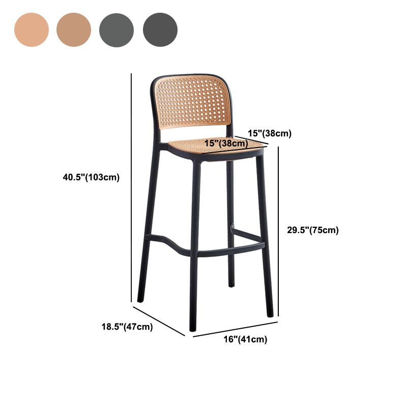 Scandinavian Plastic Low Back Counter Stool Plastic Home Furniture in Matte Finish