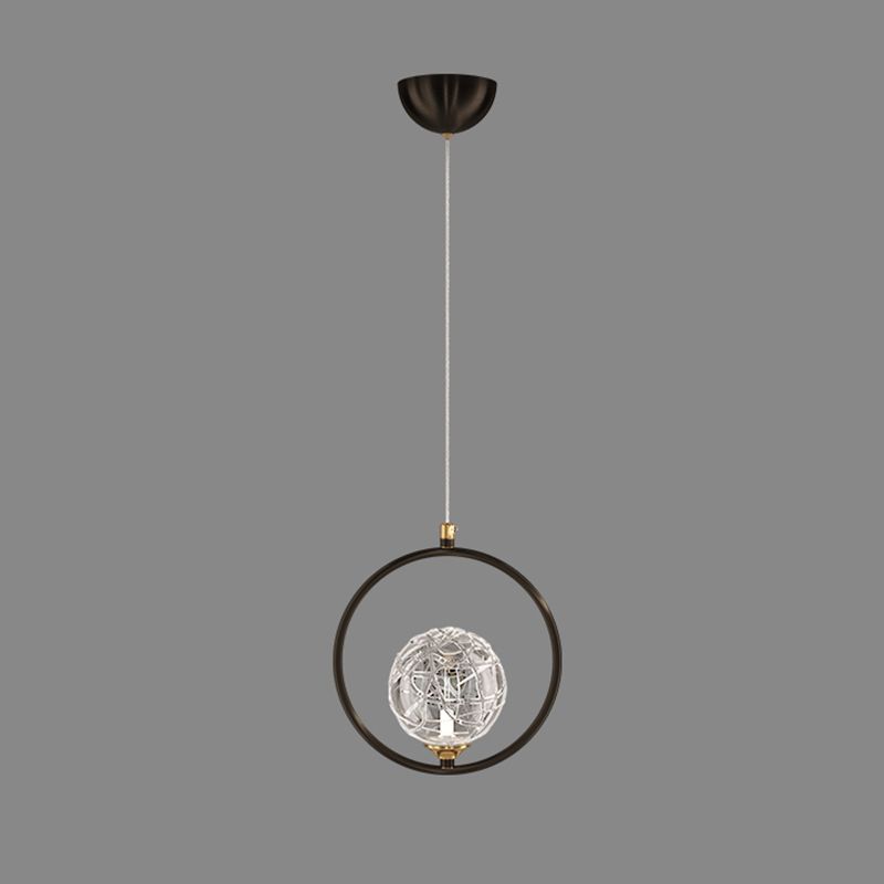 Strukturierte Kristallglaskugel Anhänger Einfachheit 1 Kopfpendel Licht für Schlafzimmer