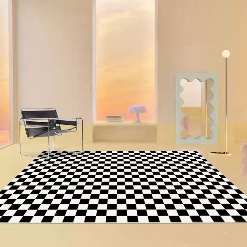 Apricot Square Pattern Rug Polyester Modern Rug Washable Rug for Living Room