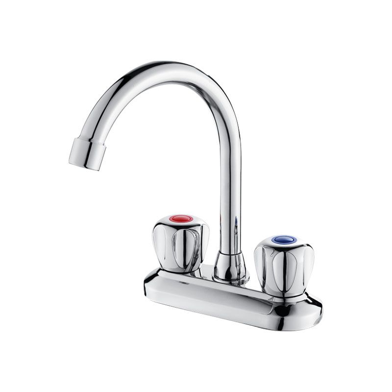 Modern Centerset Faucet Chrome 2 Knob Handles Swivel Spout Bathroom Sink Faucet