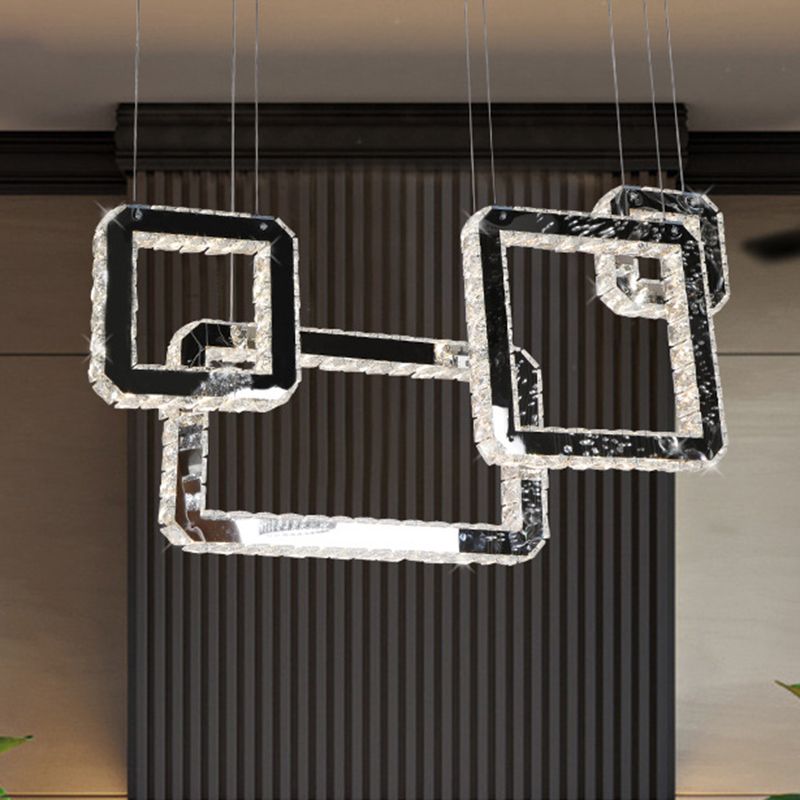 Square Crystal Cluster Pendelleuchte minimalistische LED schwarze Hanglampe Kit für Living ROM