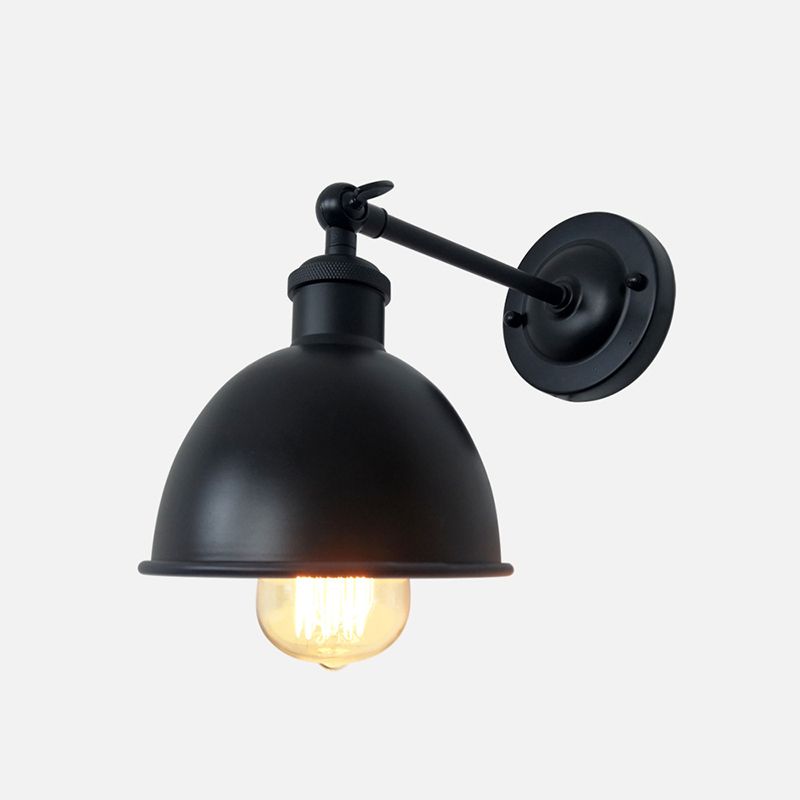 Industrial Wall Sconce Dome Shape Wall Light with Metal Shade for Bedroom