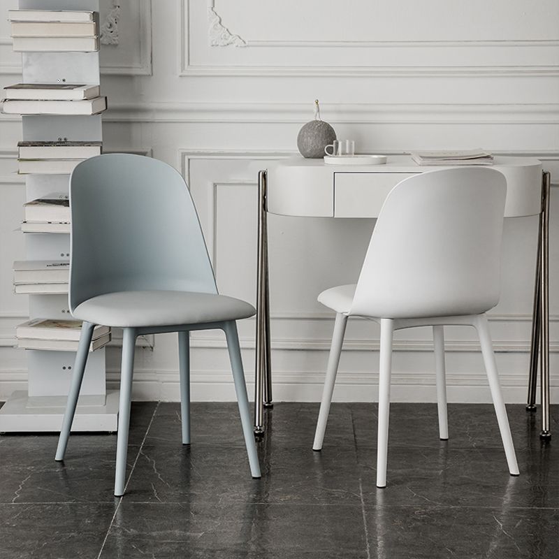 Modern Upholstered Armless Chair Plastic Dining Chair with Metal Base
